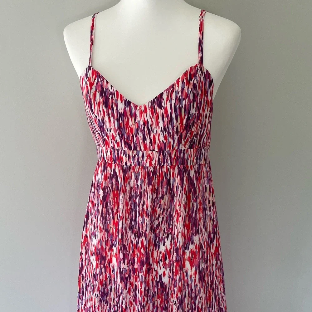 Felicity & Coco Maxi Dress Sz Large Multicolor Coral & Purple
